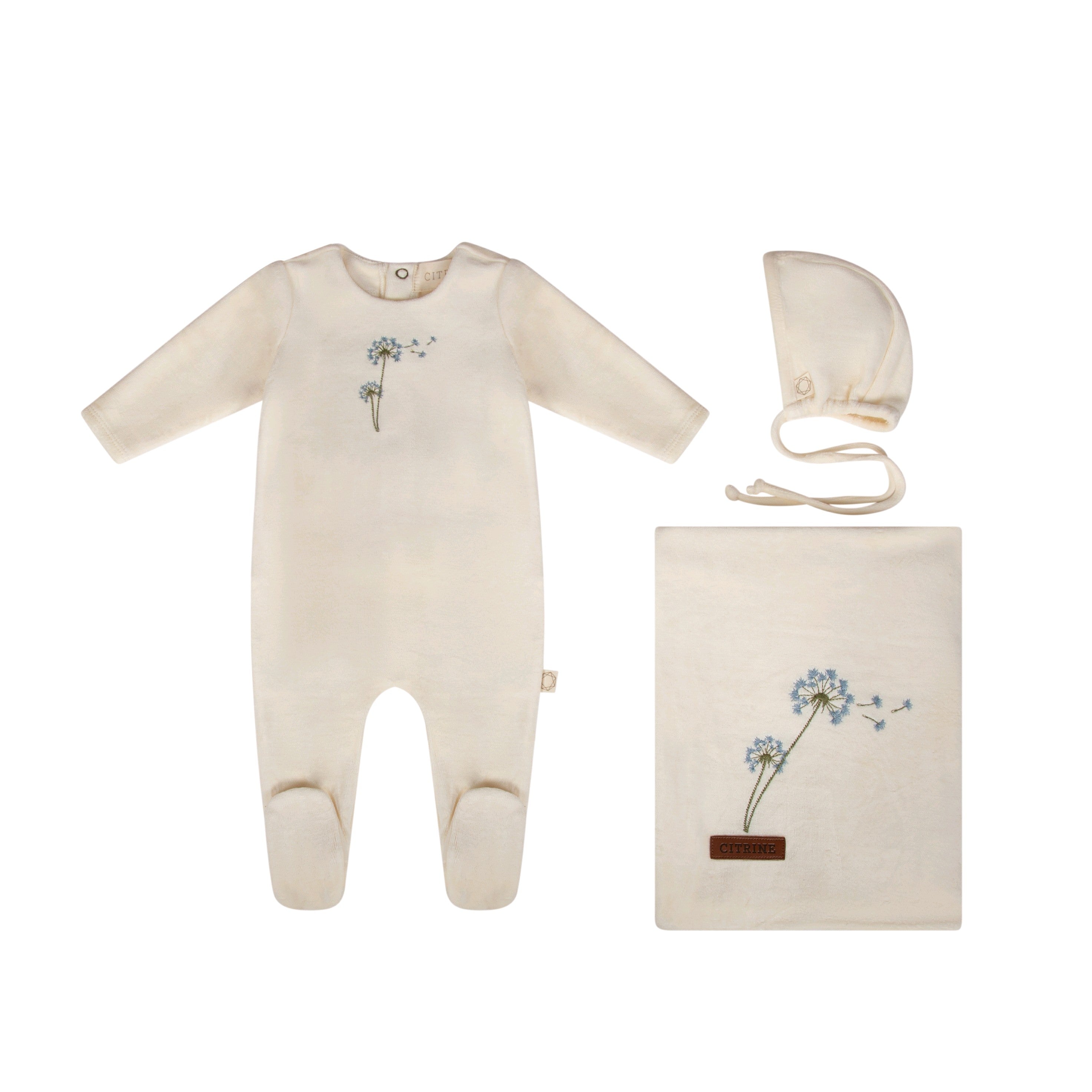 Velour Forest Graphic Layette Set  - Winter White/Oat main image 1