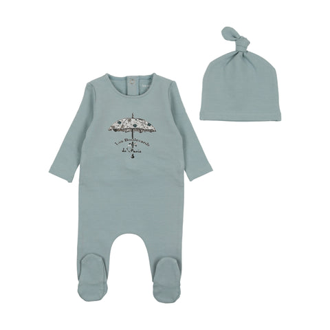 Antique Umbrella Blue Stone Footie