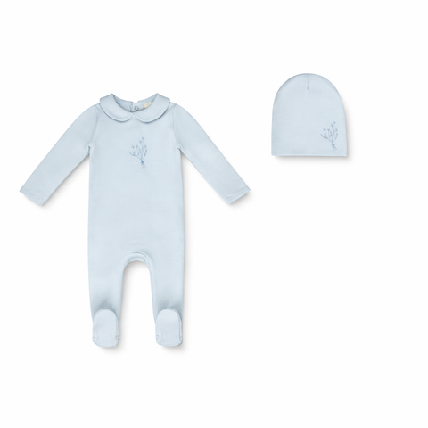 Baby Blossom Footie Set - Whisper Blue
