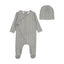 Cable Stitch Wrap Footie/Beanie - Dusty Blue