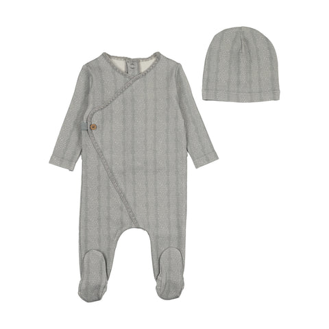Cable Stitch Wrap Footie/Beanie - Dusty Blue