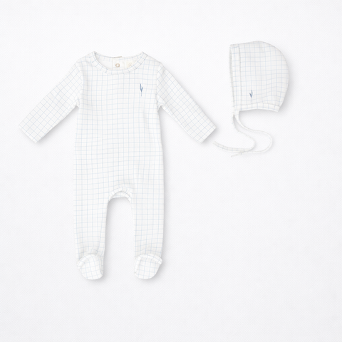Checkered Footie Set - Starlit bud