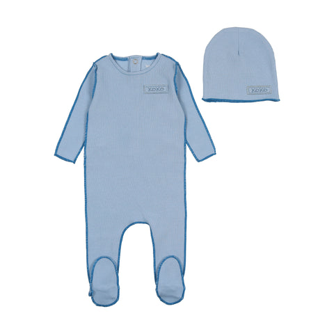 Classic Ribbed Footie Coastal Blue Footie