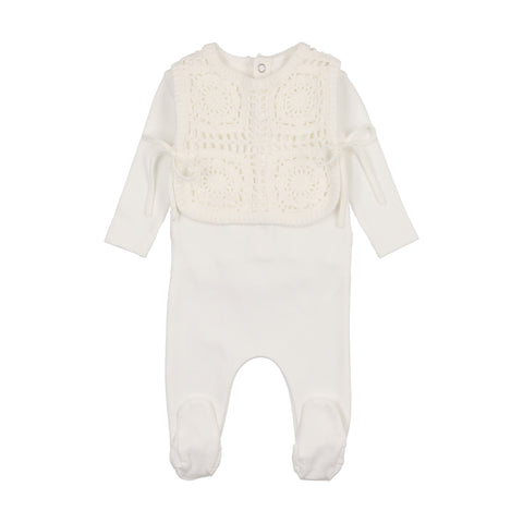 Crochet Pullover Vest White Footie