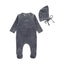 Cute As A Button Footie/Bonnet - Blue Horizon