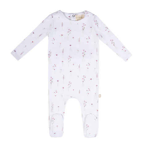 Dainty Wildflower Footie Purple/White