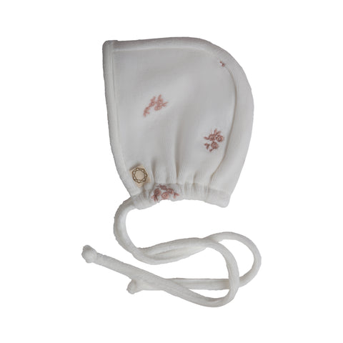 Embroidered Eyelet Bonnet White/Pink