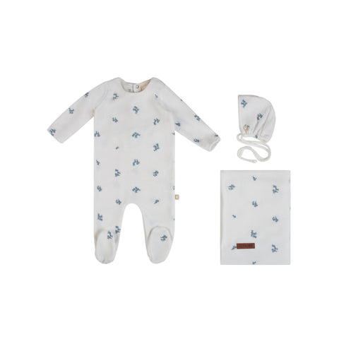 Embroidered Eyelet Set White/Blue