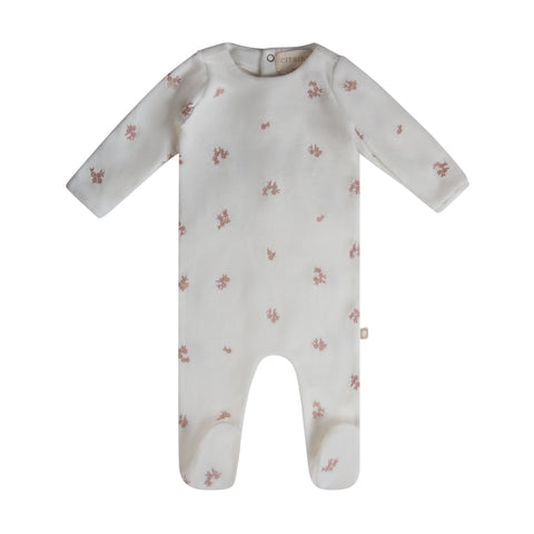 Embroidered Eyelet Footie White/Pink