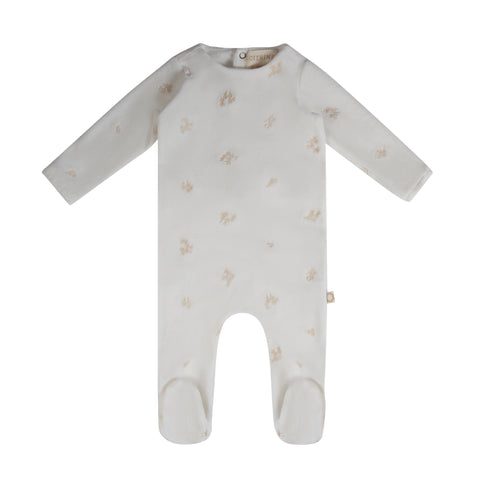 Embroidered Eyelet Footie White