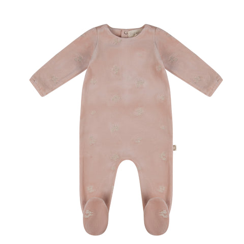 Embroidered Eyelet Footie Blush