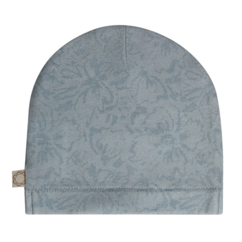 Floral Print Beanie Cloud Blue