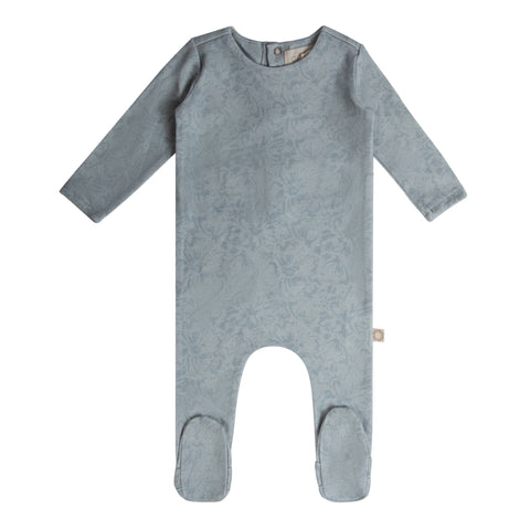 Floral Print Footie Cloud Blue