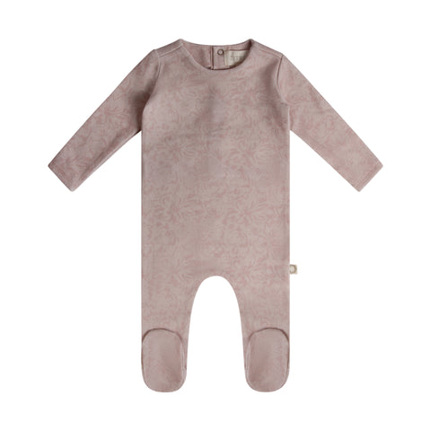 Floral Print Footie Dusty Rose