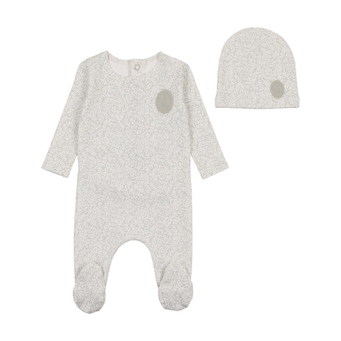 Floral Crest Powder Blue Footie