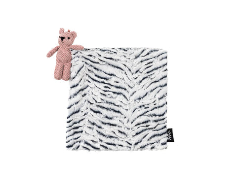 Winx & Blinx Frosted Zebra Snow Pink Bear Minky Lovey