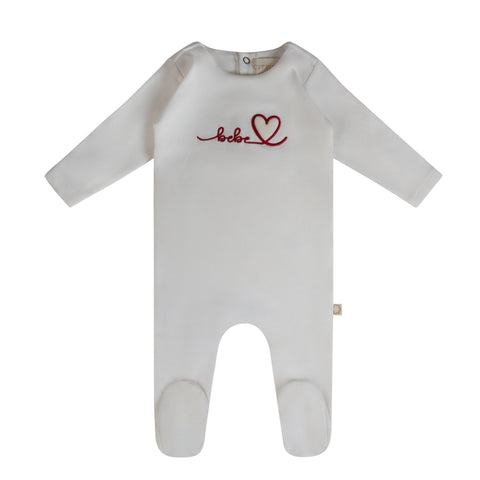 Heart Typography Footie White/Red