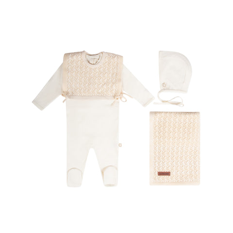 Knit Pointelle Set Cream Melange
