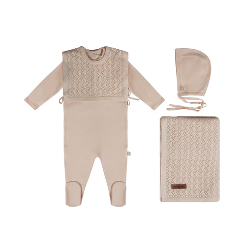 Knit Pointelle Set Peach Melange