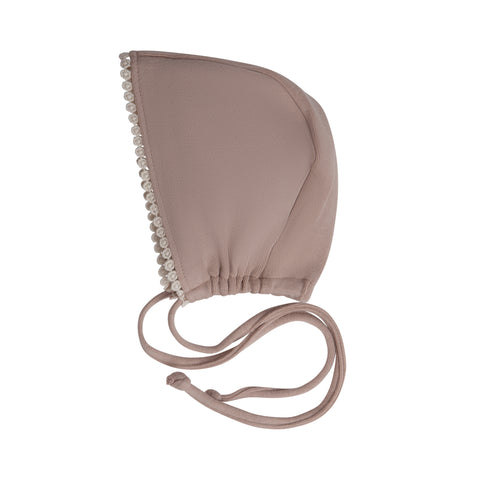 Lace Trim Bonnet Sand