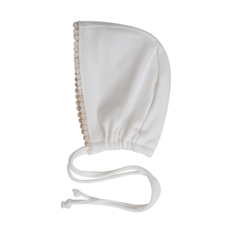 Lace Trim Bonnet White
