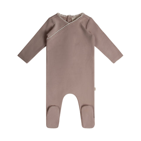 Lace Trim Footie Sand