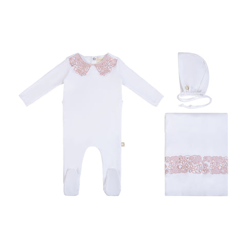 Lace Collar Set White/Pink
