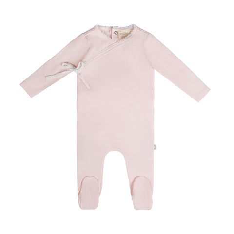 Lace Trim Footie Pink
