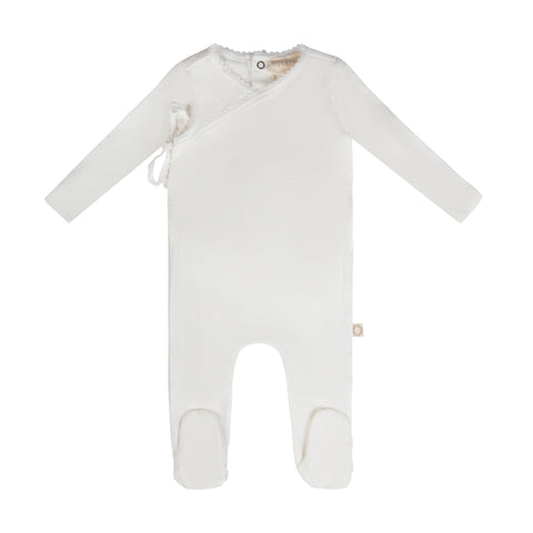 Lace Trim Footie White