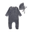 Lovely Loops Velour Footie/Bonnet - Hydrangea Blue