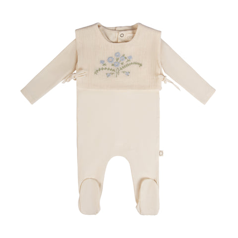 Mesh Vest Footie Natural/Blue