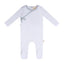Mock Wrap Embroidery Footie White/Light Blue