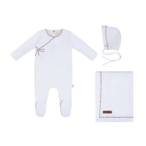 Mock Wrap Embroidery Set White/Pink