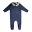 Printed Collar Footie Indigo