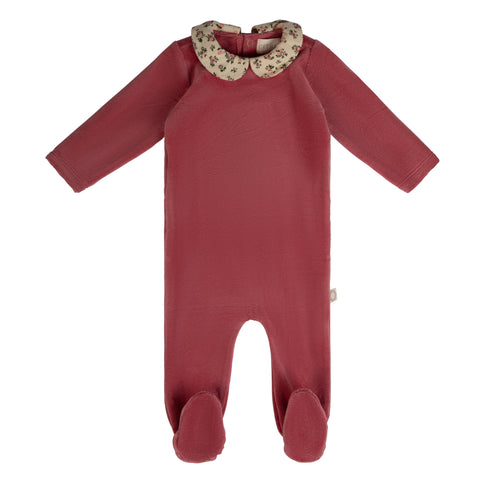 Printed Collar Footie Magenta