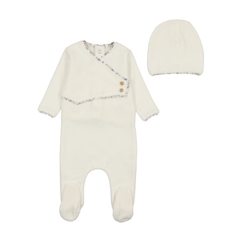 Print Trimmed Wrap Ivory Boys