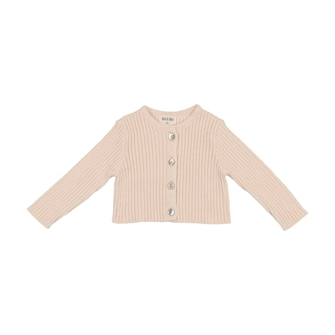 Ribbed Knit Cardigan Champagne Pink