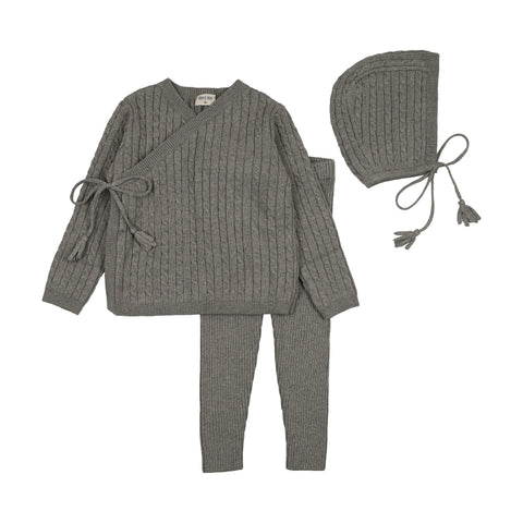 Soft Cable Knit Outfit - Charcoal