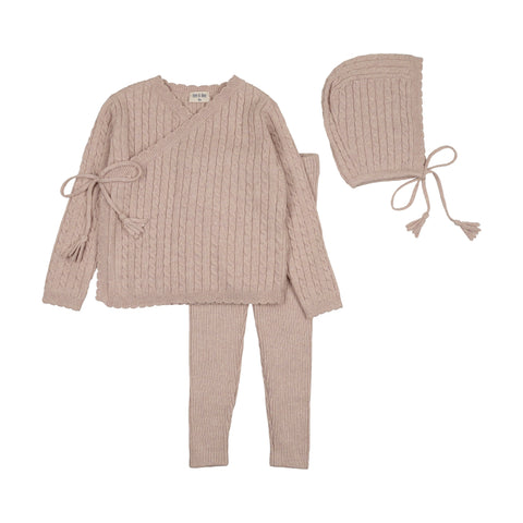 Soft Cable Knit Outfit - Marled Pink