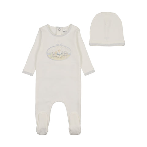 Storytime Series Footie/Beanie - Chalk White Boys