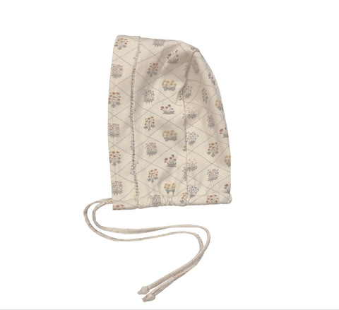 Trellis Floral Bonnet Natural/Blue