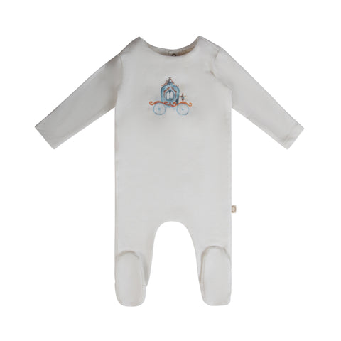 Vintage Carriage Footie White/ Smoke Blue