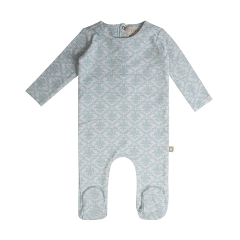 Vintage Ornament Footie Pastel Blue