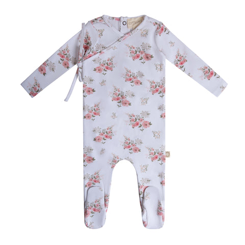 Vintage Floral Bunches Footie Pink/White