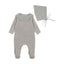 Vintage Soft Velour Footie/Bonnet - London Fog