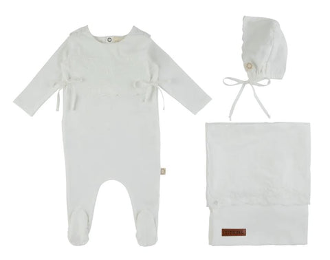 Citrine Bib Appliqued Set White