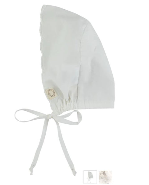 Citrine Bib Appliqued Bonnet White