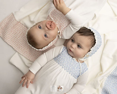 Citrine Smocked Bonnet Blue/White