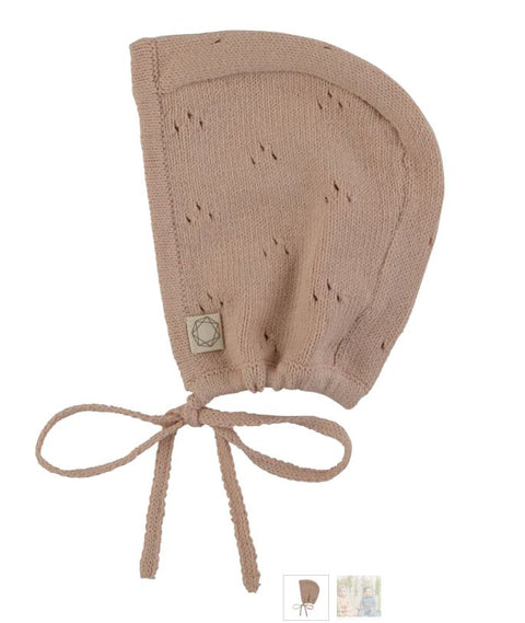 Citrine Pointelle Knit Bonnet Cameo Rose