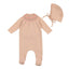 Bee & Dee Cotton Smocked Footie With Bonnet Blush